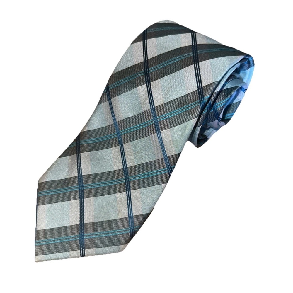 David Taylor Collection Men’s Tie Blue Navy Lt Pink Plaid Classic Necktie